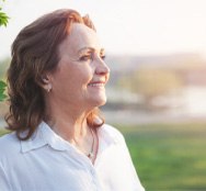 woman smiling outside 