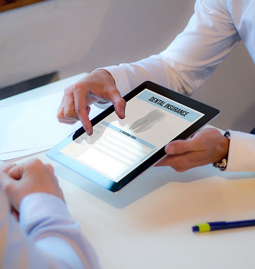 Dental insurance forms on tablet computer