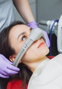 Woman getting nitrous oxide sedation