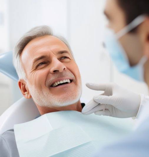 Patient preparing to undergo oral cancer screening