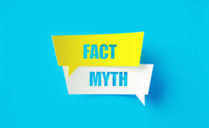 Fact and myth on blue background